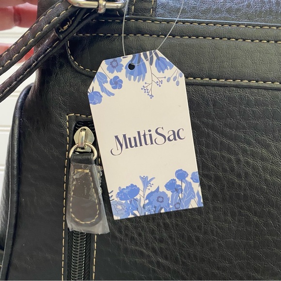 NWT MultiSac Vegan Leather Multipockets Stylish Black Major Backpack - Picture 6 of 17